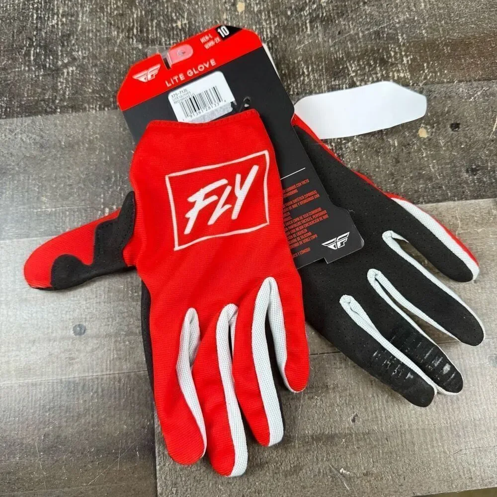 Fly Racing Riding Lite Gloves Mens Large Womens 2X Red Black Padded Slip On NWT